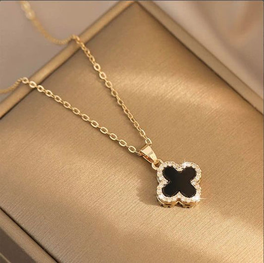 Trébol Elegante® | Collar de trébol negro 🍀🖤